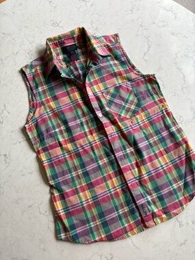 Polo Ralph Lauren Sleeveless Plaid Button-Front Shirt - Multicolor S